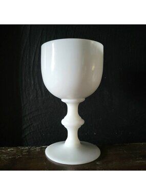 Vintage Vallerysthal French White Opaline Water Goblet c 1930s France 5.25" 8 oz